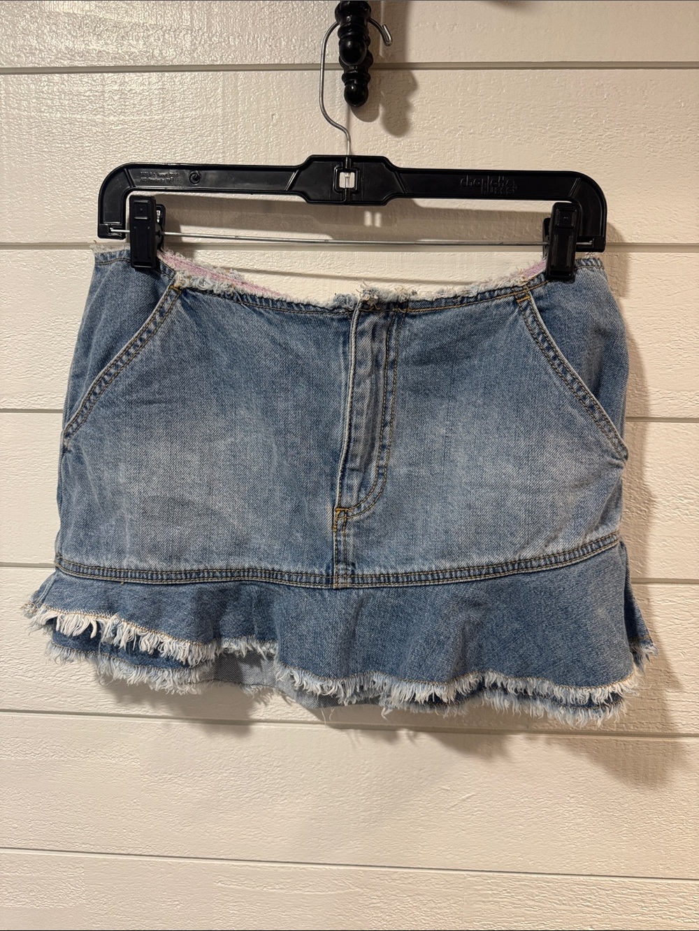 BDG URBAN OUTFITTERS- Denim Mini Skirt with Frayed Hem - cotton festival- MEDIUM